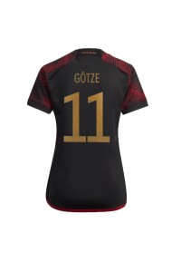 Saksa Mario Gotze #11 Jalkapallovaatteet Naisten Vieraspaita MM-kisat 2022 Lyhythihainen